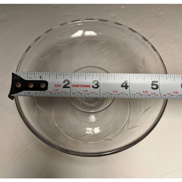 Individual Cupcake Stand Mini Cake Stand 5"dia Molded Clear Glass Etched Leaves - Picture 4 of 6